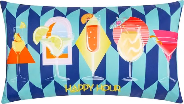 furn Happy Hour Abstract Blue Polyester Outdoor Cushion W/D/H: 50 x 30 x 0 cm – 1