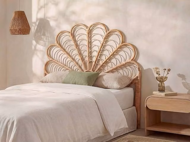 Vente-unique Flosia Rattan Headboard in Light Oak, Width: 140 cm – 1