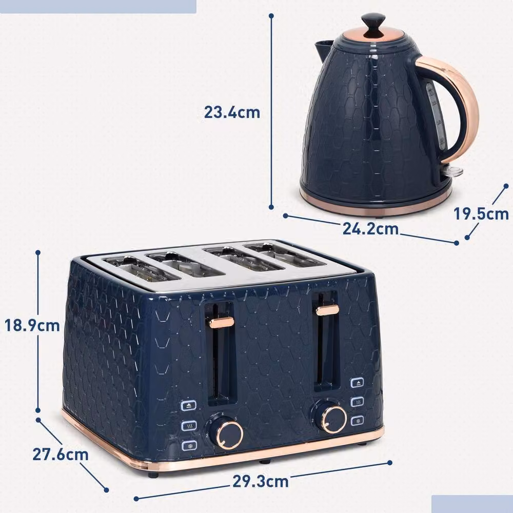 STILVORA Kettle and Toaster Set in Blue with Stainless Steel Finish – 3