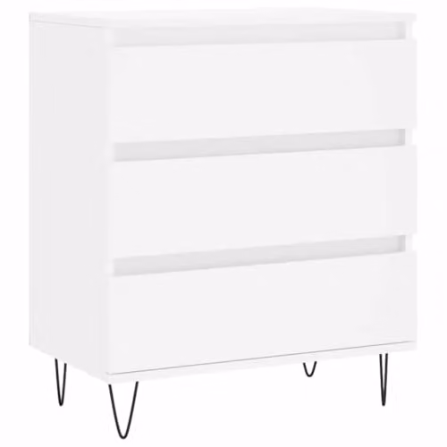 vidaXL Modern White Sideboard in MDF and Metal, W/D/H: 60 x 35 x 70 cm
