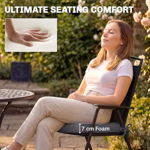 Outsunny Set of 2 Square Outdoor Chair Seat Cushions in Grey, W/D/H: 40 x 40 x 7 cm – 3