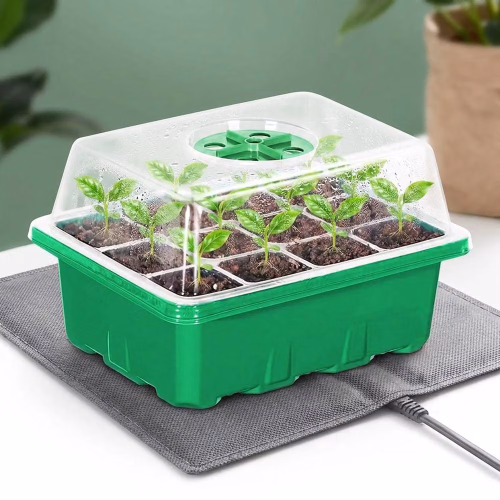 VOGREX Pack of 10 Green Plastic Seed Propagator Trays and Seedling Starter Grow Kit – 3