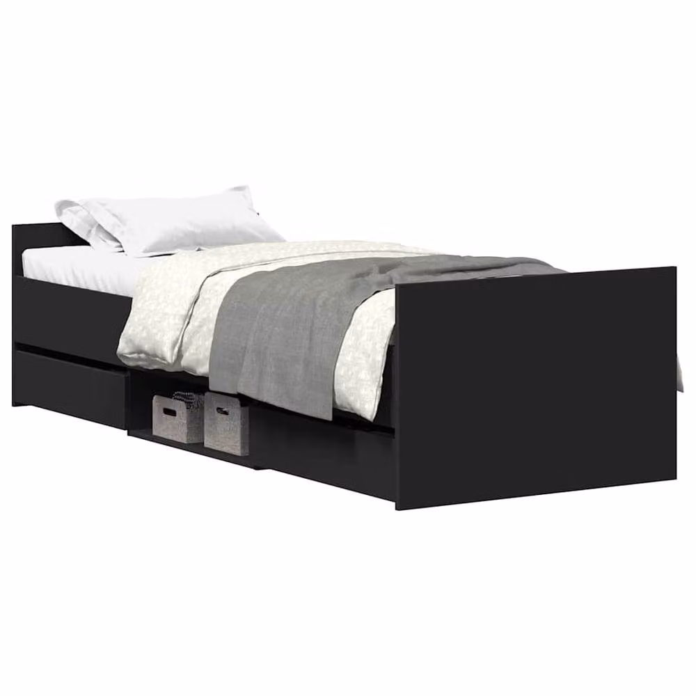 Berkfield Home Durable Bed Frame with Headboard and Footboard in Black, W/D/H: 100 x 200 cm – 3