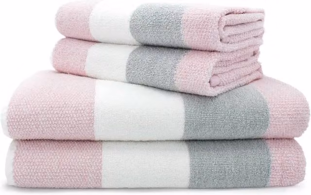 Velosso Weston Striped Cotton Towels in Pink
