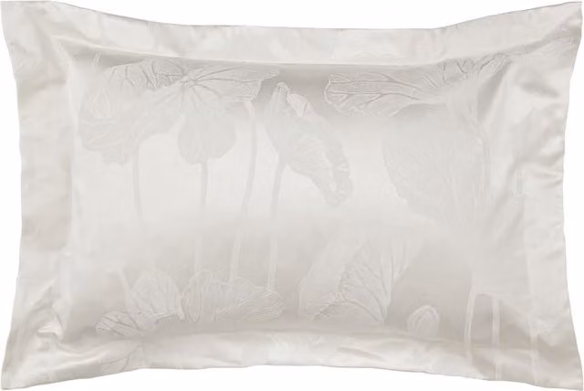 Sanderson Lotus Leaf Cotton Rich Oxford Pillowcase in Ivory and Beige Floral Design