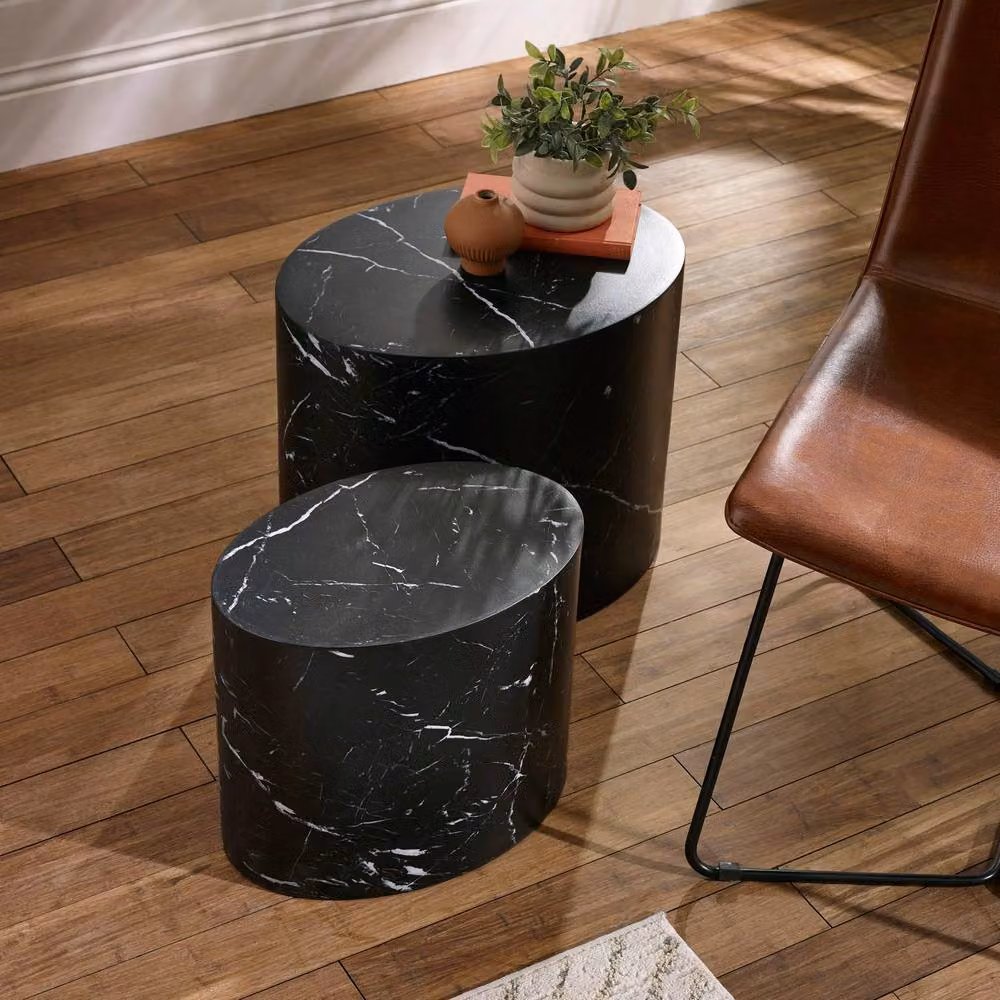 Cheshire Sorrento Nest of 2 Oval Tables in Black Marble Effect – 3