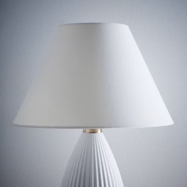K LIVING Cream Textured Linen Cone Lampshade for Modern Table, Floor or Ceiling Lamps, Diameter: 35.56 cm – 1