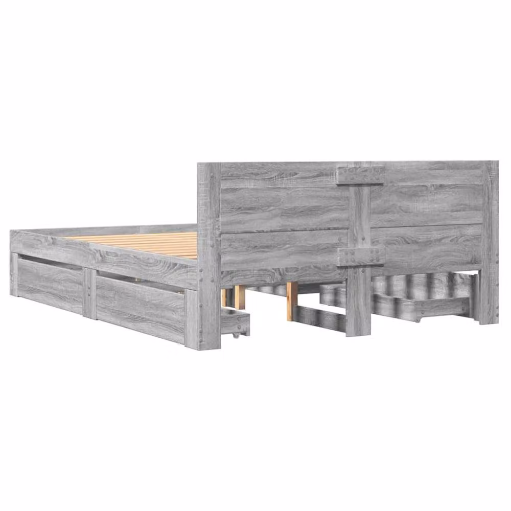 Berkfield Home Sonoma Bed Frame with Headboard and Drawers, Grey, W/D/H: 140 x 200 x 69 cm – 2