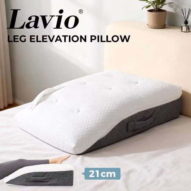 Lavio Breathable Gel Foam Wedge Leg Elevation Pillow in White and Grey, W/D/H: 60 x 45 x 21 cm