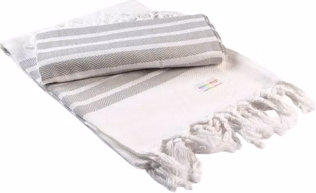 ARTG Hamamzz Dalaman Striped Cotton Towel in White, W/D/H: 180 x 240 cm