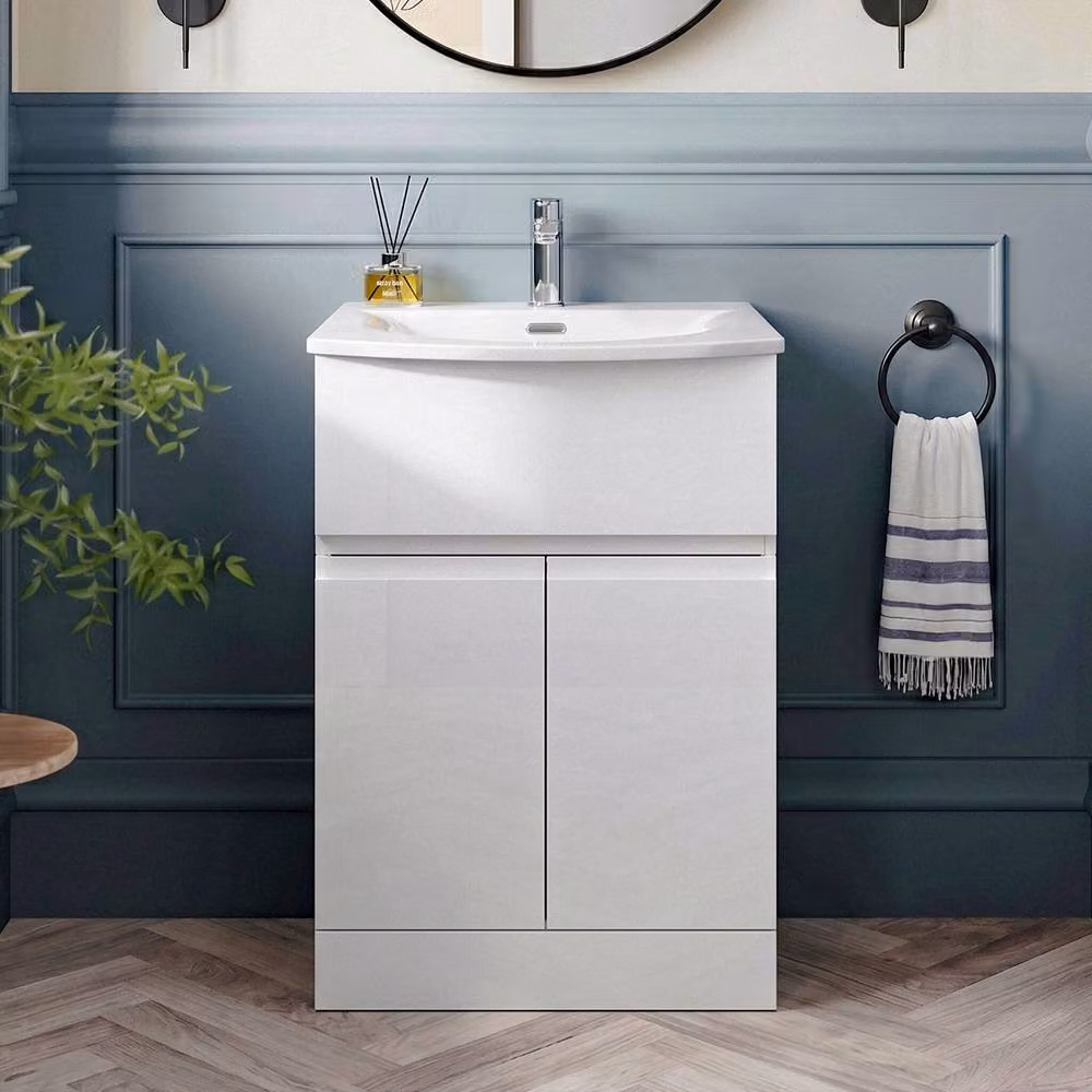 Balterley Mavesyn 2 Door 1 Drawer Vanity Basin Unit in Satin White, Width: 50 cm – 2