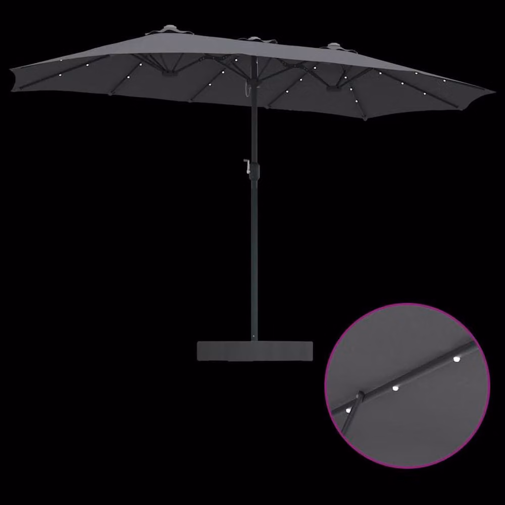 Berkfield Home Modern Folding Garden Parasol in Anthracite Grey, W/D/H: 385 x 209 x 244 cm – 4