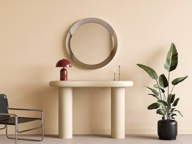 Vente-unique ZIRYA Round Aluminium Wall Mirror in Silver with Chrome Finish, Diameter: 90 cm – 1