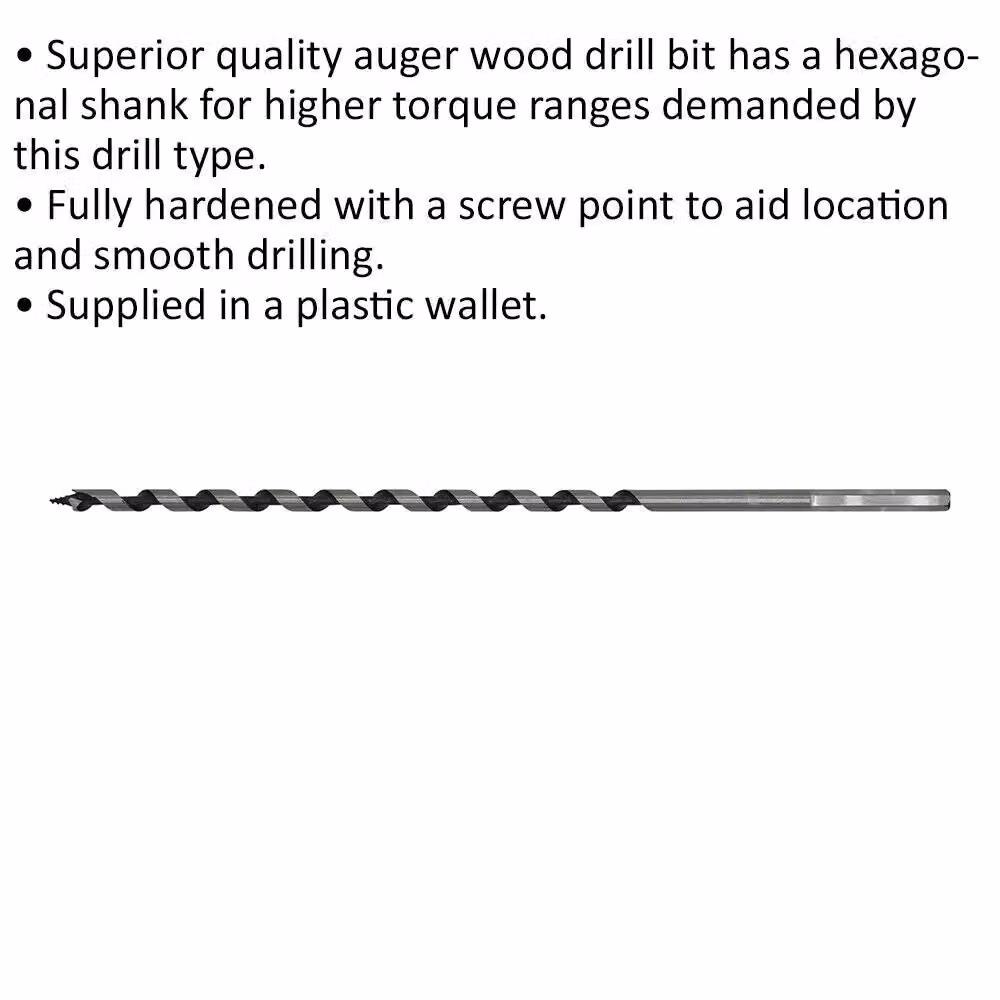 Loops Silver Hardened Auger Wood Drill Bit with Hexagonal Shank, 6 x 235 mm – 2