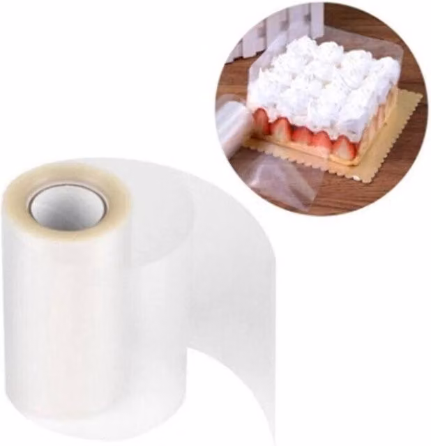 VOGREX Transparent Acetate Cake Collar Roll, Clear Plastic Sheets, W: 15 cm, L: 10 m
