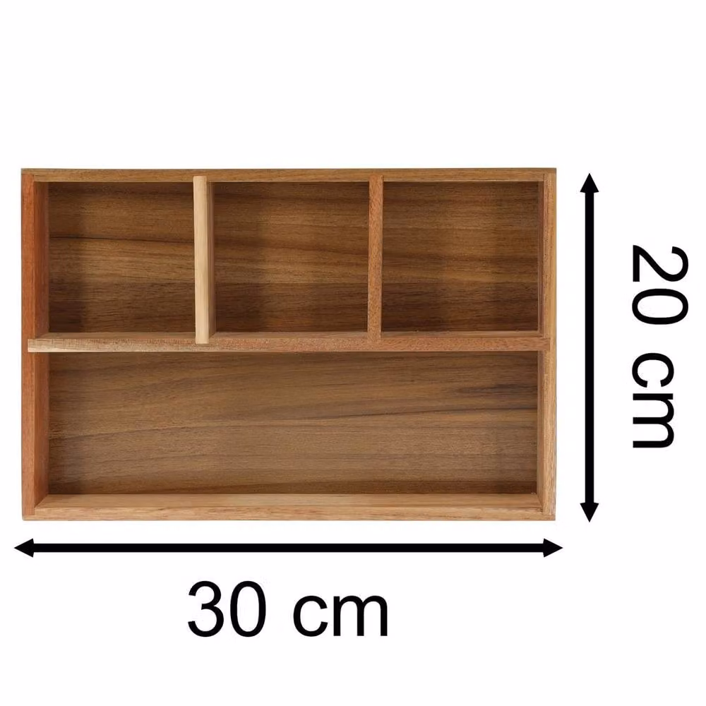 SPETLEK Acacia Wood Drawer Organiser in Brown, W: 30.0 cm, D: 20.0 cm – 2