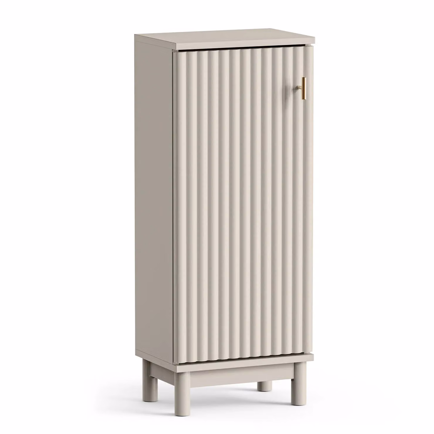 VonHaus Victoria Fluted Design Slim Bathroom Storage Cabinet in Stone with Soft Close Hinged Doors, W/D/H: 23.0 x 34.0 x 83.5 cm – 2