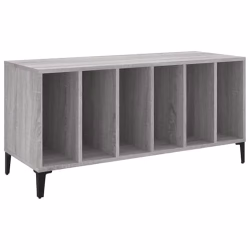 vidaXL Grey Sonoma Record Cabinet in Engineered Wood, W/D/H: 100 x 38 x 48 cm – 1