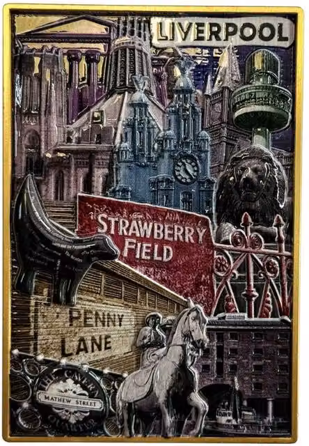 Rock Off City of Liverpool Landmarks Metal Fridge Magnet, Multicolour