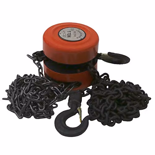 Oypla 1 Ton Manual Steel Chain Hoist and Lifting Block and Tackle in Red and Multicolour – 1