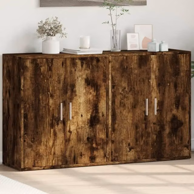 Berkfield Home Set of 2 Smoked Oak Sideboards in Brown, W/D/H: 60 x 31 x 70 cm – 1