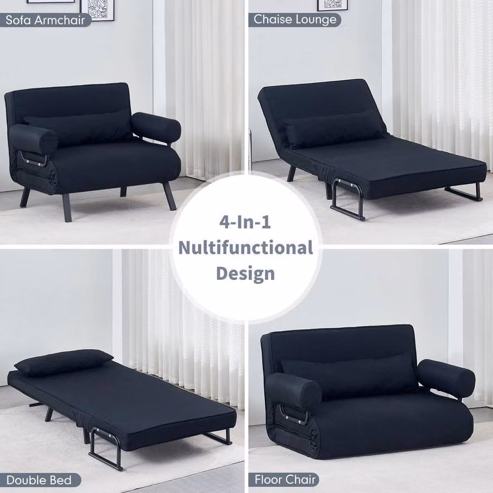 PAWNORA 4-in-1 Folding Sofa Bed and Sleeper Chair in Black – 4