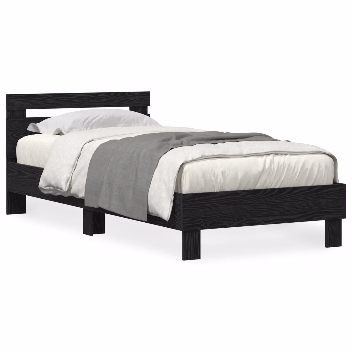 Berkfield Home Bed Frame with Under-Bed LED Lights in Black Oak, W/D/H: 90 x 190 cm, Engineered Wood – 2