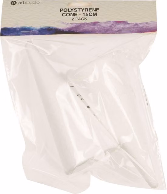 Artstudio Pack of 2 White Polystyrene Cones