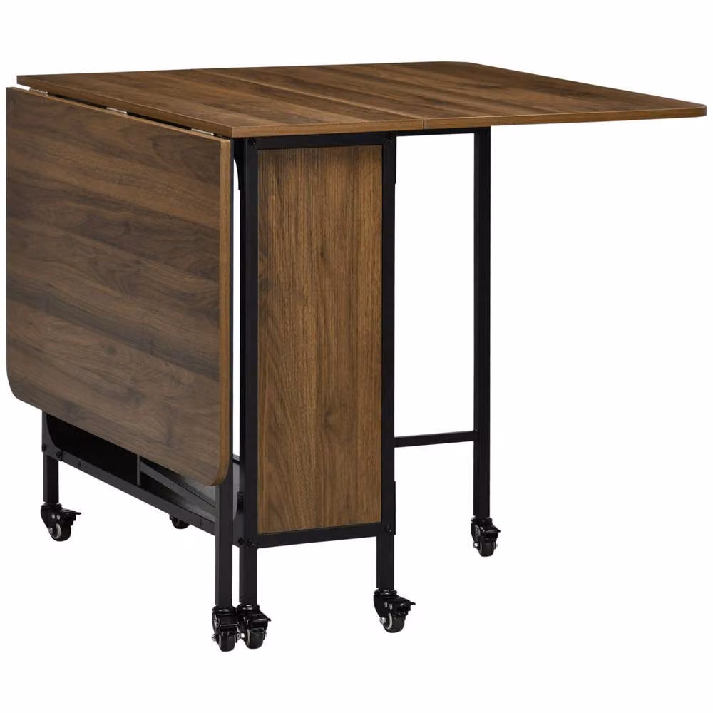 Wyld Haus Suzito Drop Leaf Dining Table in Brown and Black, Seats 6 – 2