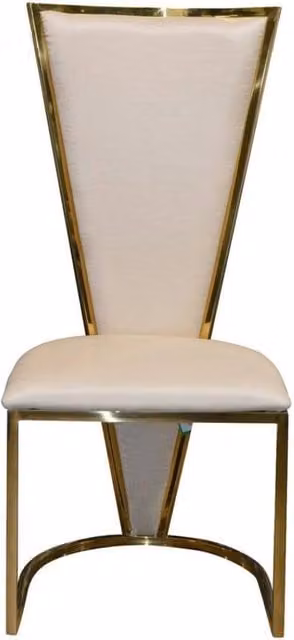 Stratus Interiors Beige Dining Chair with Gold Metal Frame