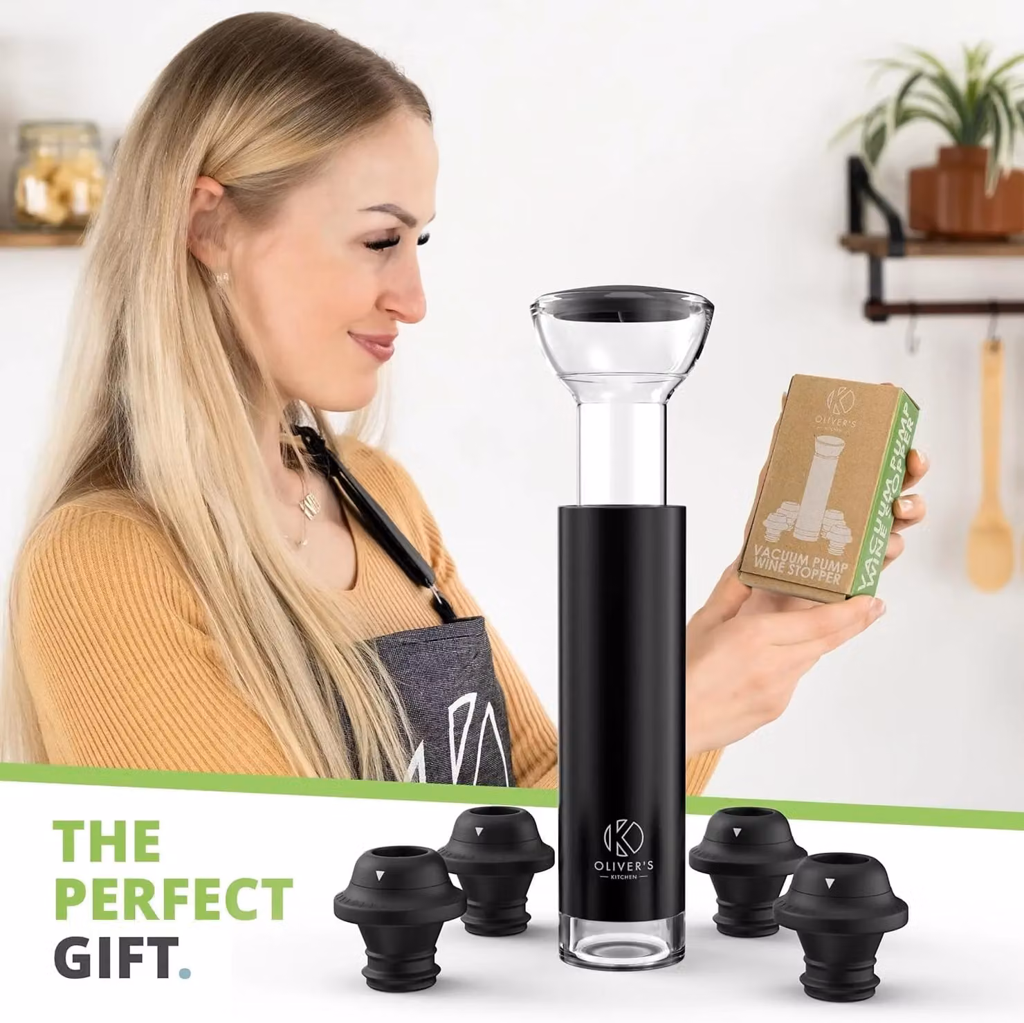 Oliver's Kitchen Vacuum Wine Saver Set with Pump in Black – 4