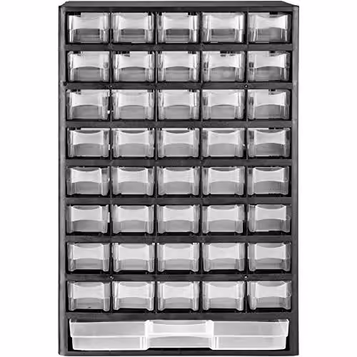 tectake Set of 2 Screw Organiser Boxes with 41 Transparent Drawers, Black, W/D/H: 30 x 13.5 x 45 cm – 3