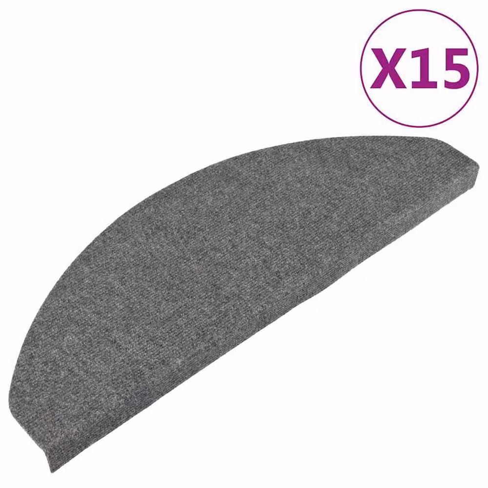 Berkfield Home Self-adhesive Non-slip Stair Mats, 15 Pieces, Grey, W/D/H: 65 x 22.5 x 3.5 cm – 2