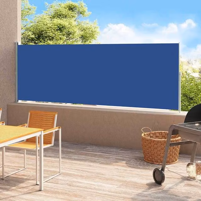 Berkfield Home Blue Retractable Side Awning with Steel Frame and Polyester Fabric, W/H: 500 x 180 cm – 1
