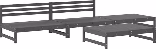 Berkfield Home 4 Piece Grey Rustic Solid Pine Wood Garden Lounge Set – 1