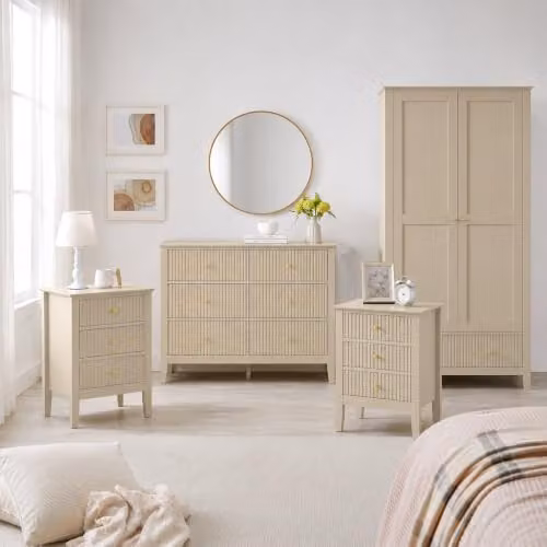 Melody Maison Hales Taupe Bedroom Furniture Set in Beige and Gold