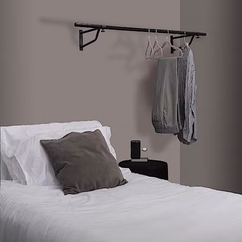 Direct Online Houseware Heavy Duty Wall Mounted Metal Clothes Rail in Matt Black, Width: 121.92 cm – 4