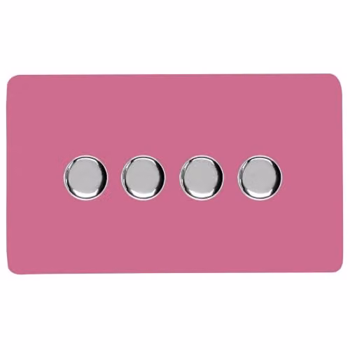 Trendi Switch 4 Gang 1 or 2 Way 150w Rotary LED Dimmer Light Switch in Pink