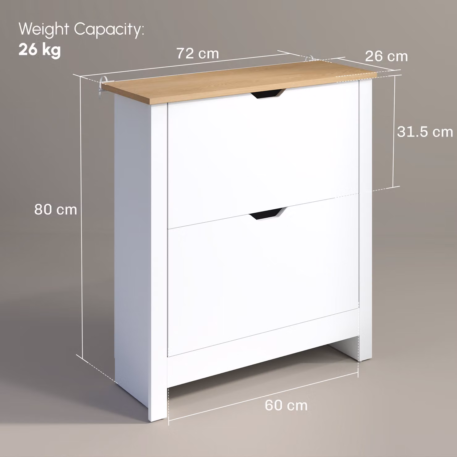 HOMCOM Slim White High Gloss Shoe Cabinet with 2 Tilting Drawers and Adjustable Shelves for 12 Pairs of Shoes – 2