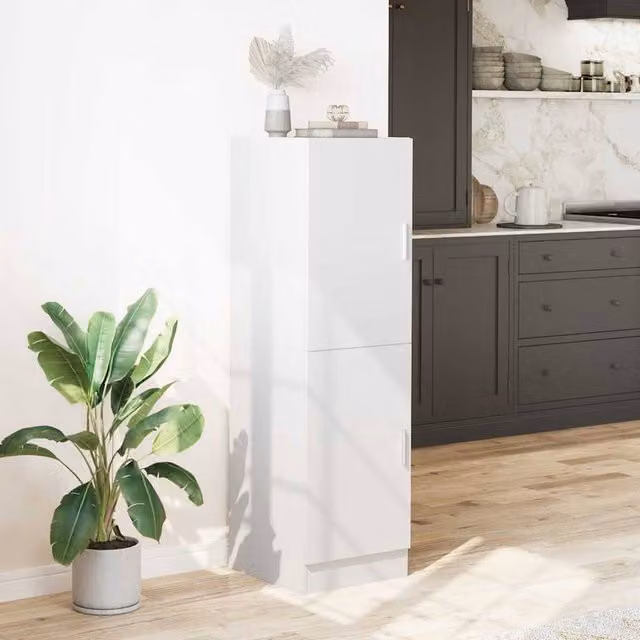 Berkfield Home Kitchen Cabinet in White, W/D/H: 38 x 41.5 x 131.5 cm – 1