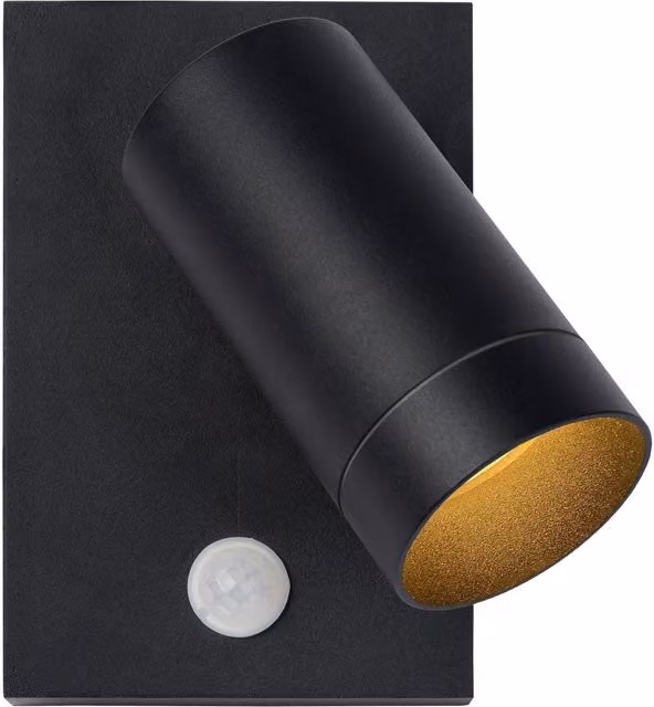 Lucide Taylor Black Aluminium Outdoor Wall Spotlight with Motion Sensor and Dimmer, IP54, GU10 – 5
