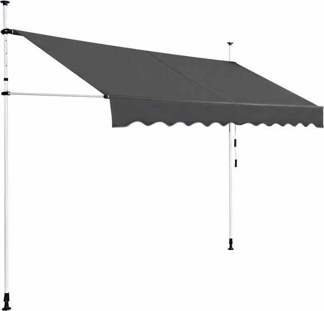 COSTWAY Outdoor Clamp Awning Sun Shelter in Grey with Aluminium Frame