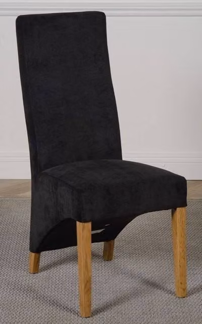 Thats Furniture Lola Black Velvet Fabric Dining Chairs with Oak Wood Legs – 1