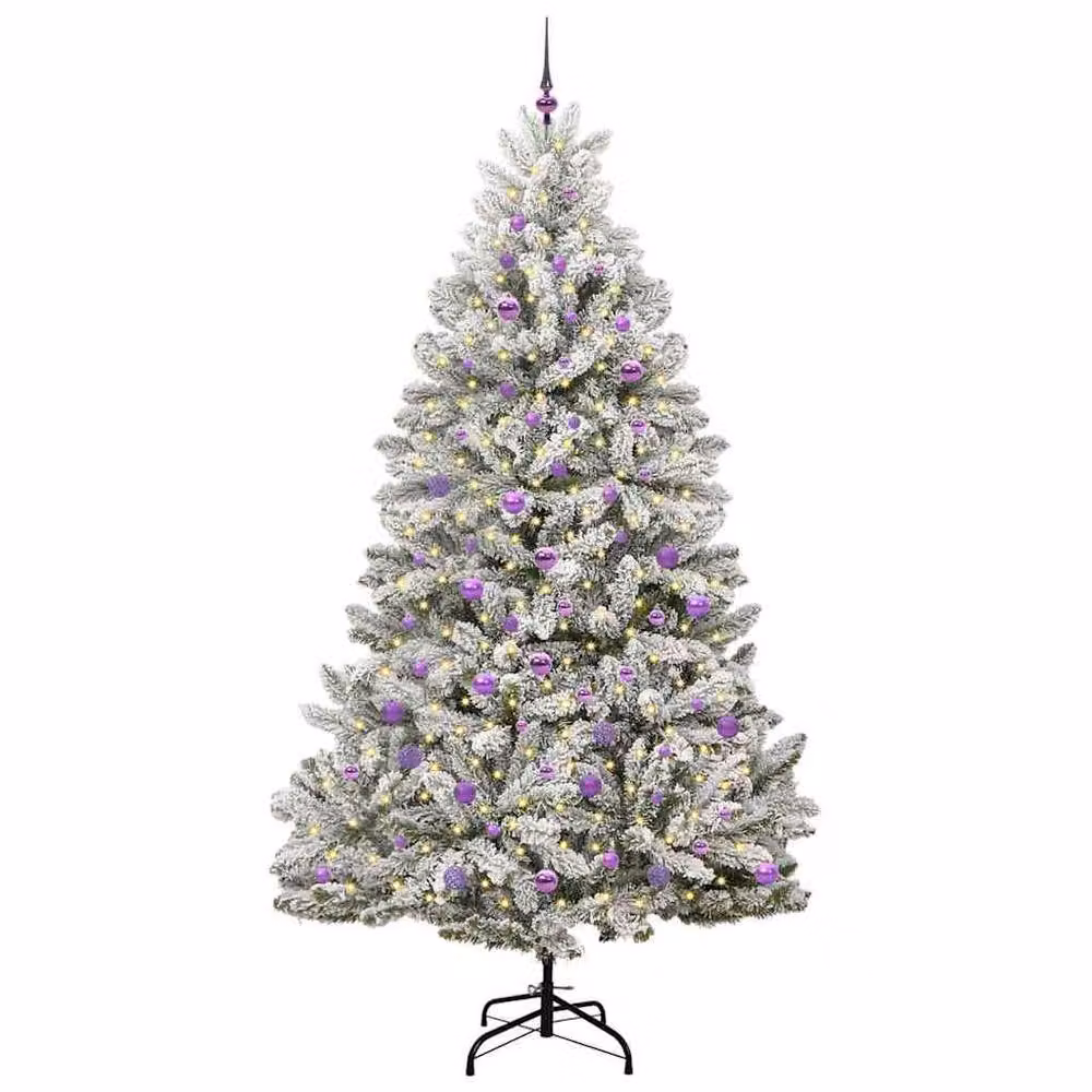 Berkfield Home Artificial Christmas Tree in Green and White, Height: 240 cm – 3