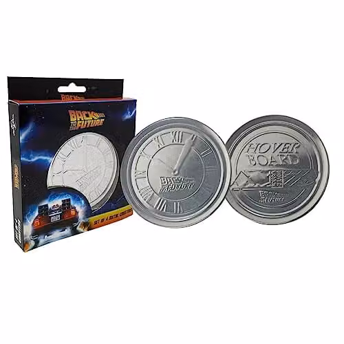 FaNaTtik Set of 4 Multicolour and Silver Embossed Metal Coasters with Cork Base – 3