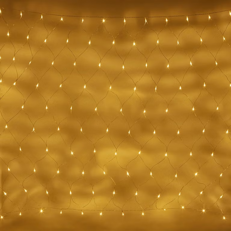 Lights4fun Warm White Connectable LED Net Lights with Transparent Cable