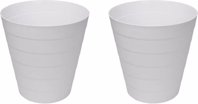 JVL Set of 2 Round Plastic Waste Bins, 6.6L, White – 1