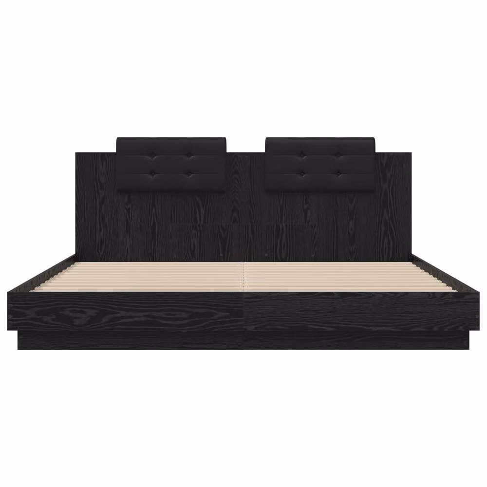 Berkfield Home Modern Black Oak Bed Frame with Headboard and Under-Bed Lighting, W/D/H: 200 x 200 cm, Engineered Wood – 4
