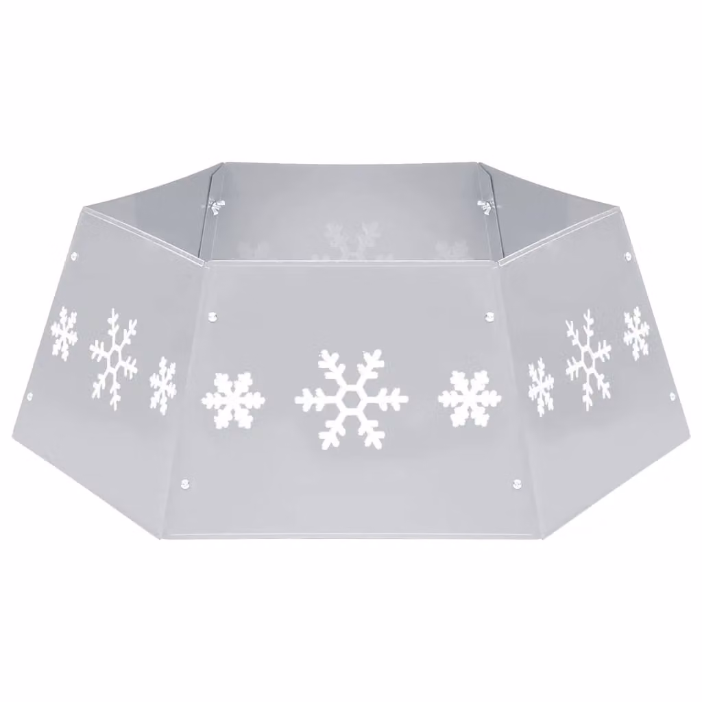 Berkfield Home Christmas Tree Skirt with Snowflake Design in Silver and White, Diameter: 68 cm, Height: 25 cm – 2