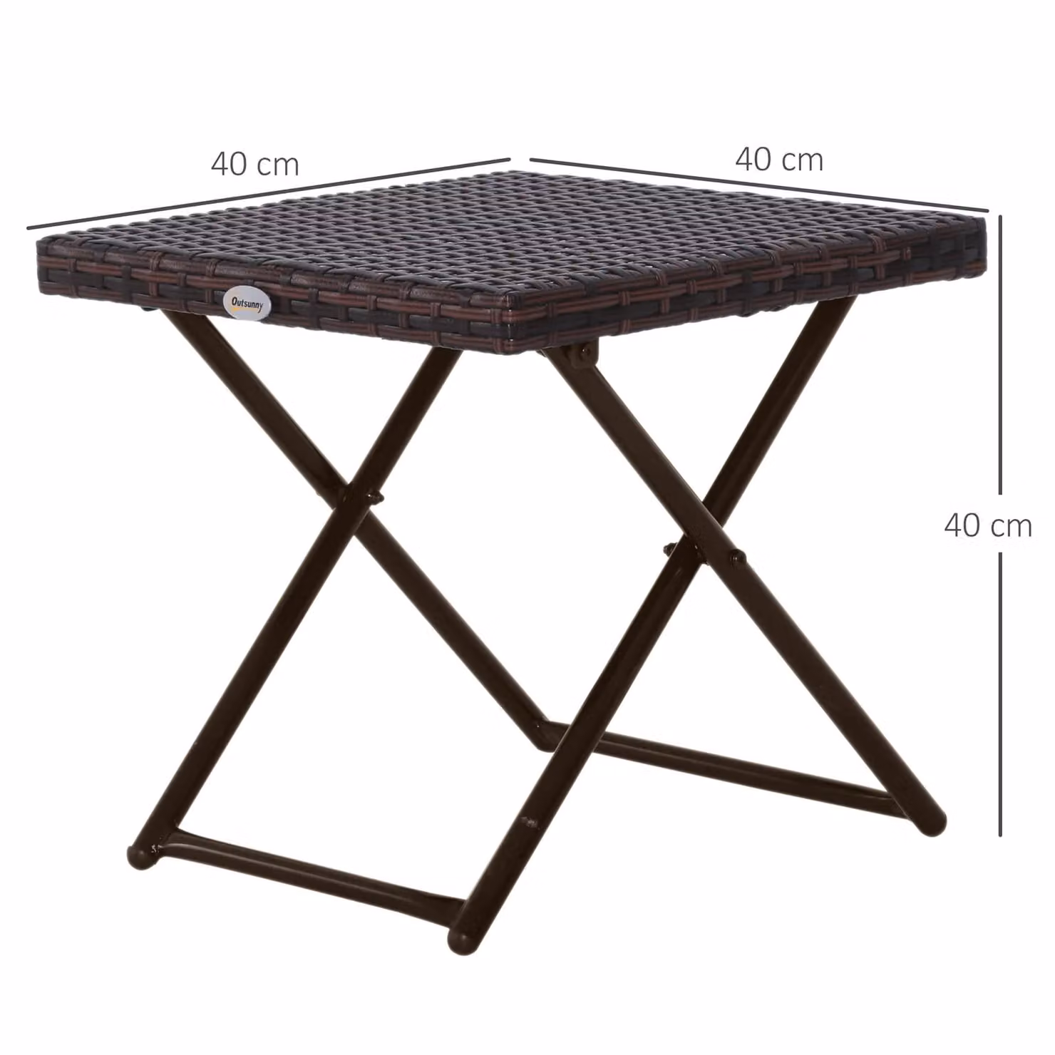 OUTSUNNY Brown Folding Square Rattan Coffee Table with Steel Frame – 2